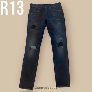 R13 Faded Black Patch Jean - 27